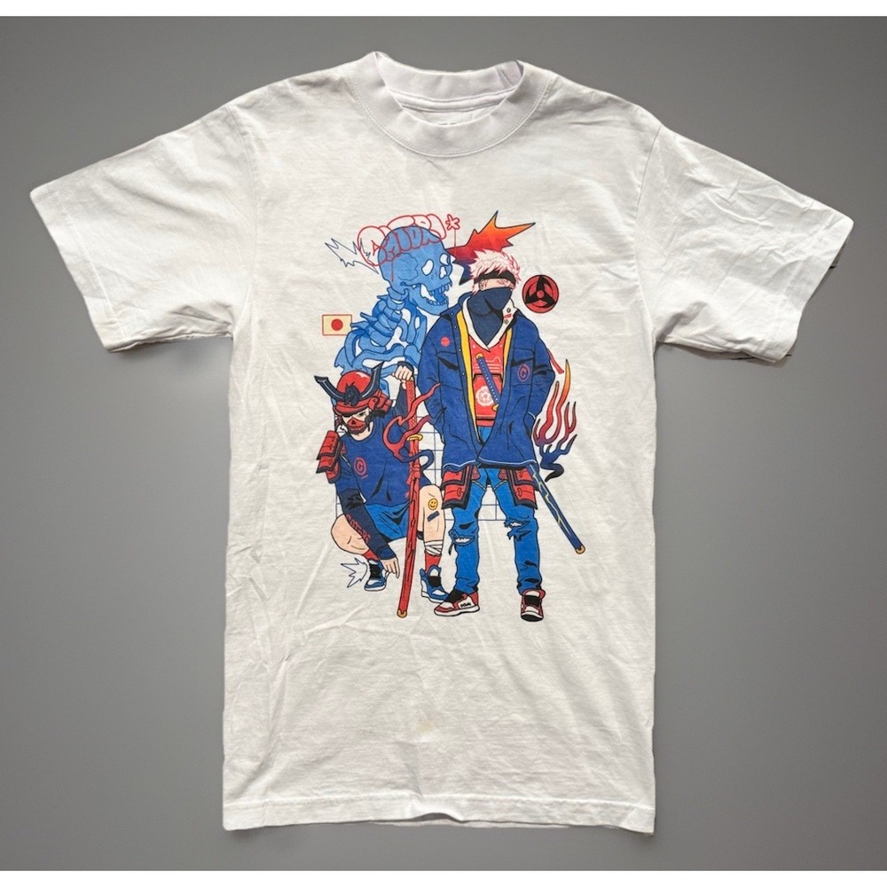 CATORI Urban Samurai Shirt Sz S White Ghoul Anime Graphic Tee Heavyweight Cotton